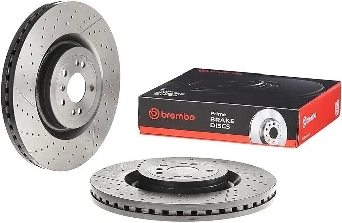 Brembo Prime brake discs with drilled and slotted rotors for vehicle performance braking