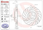 Brembo brake disc technical diagram with dimensions, 390mm diameter, 36mm thickness, 129 pillars, E11 certified