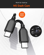 USB-C cable for Vantrue N5 dash cam, compatible with dashcam accessories