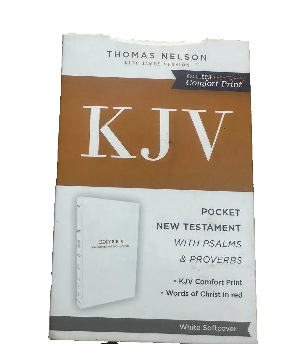 KJV Holy Bible New Testament Psalms Proverbs Compact Mini Travel Size White