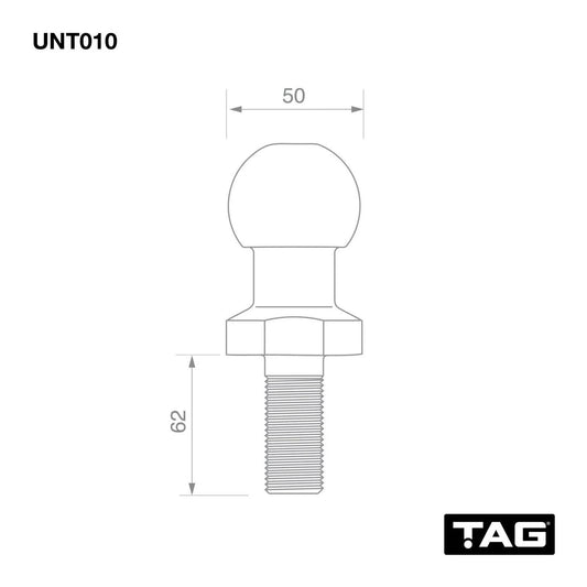 TAG Chrome Standard 50mm Towball 3500kg 3.5T Tonne Towing ADR rated