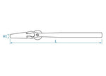 Technical diagram of a long-handled tool with H1 and L dimensions marked, suitable for industrial or tractor parts applications.