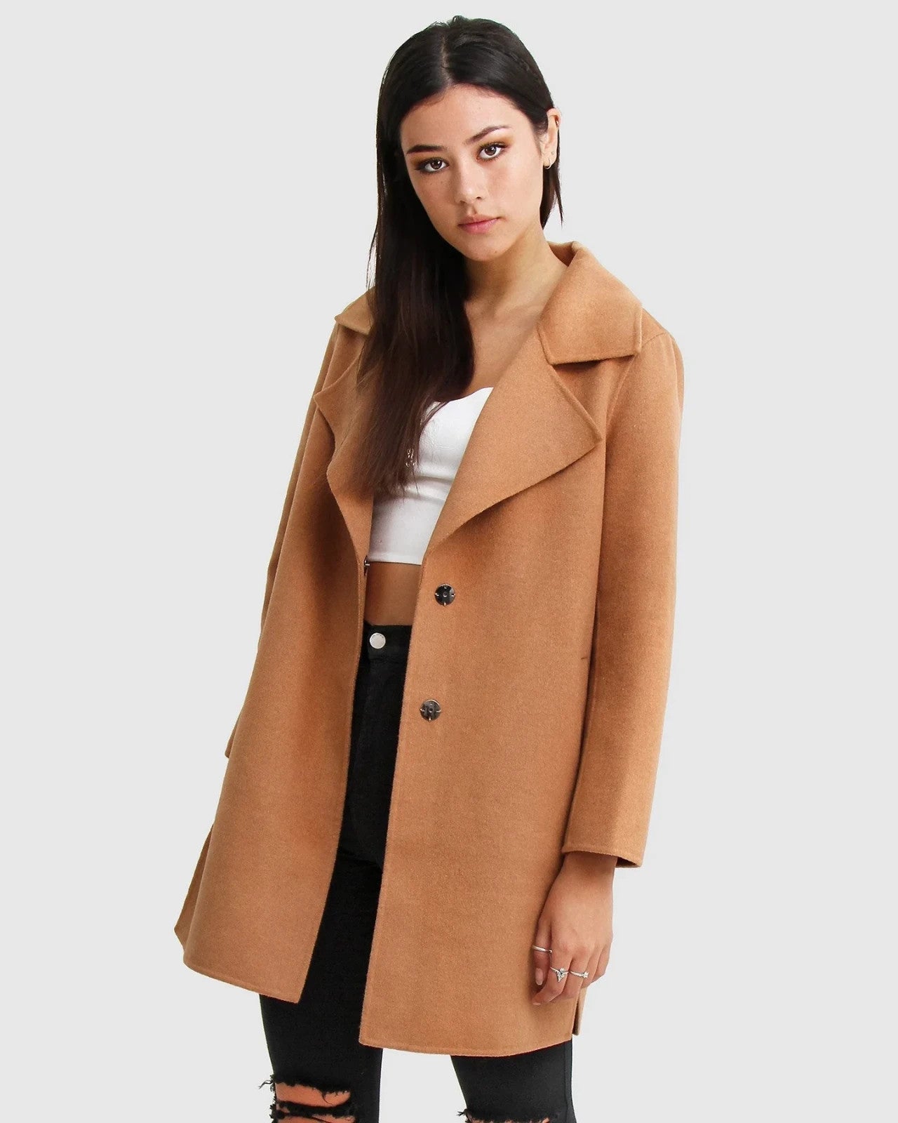 Belle & Bloom Ex-Boyfriend Wool Blend Oversized Jacket - Large Camel