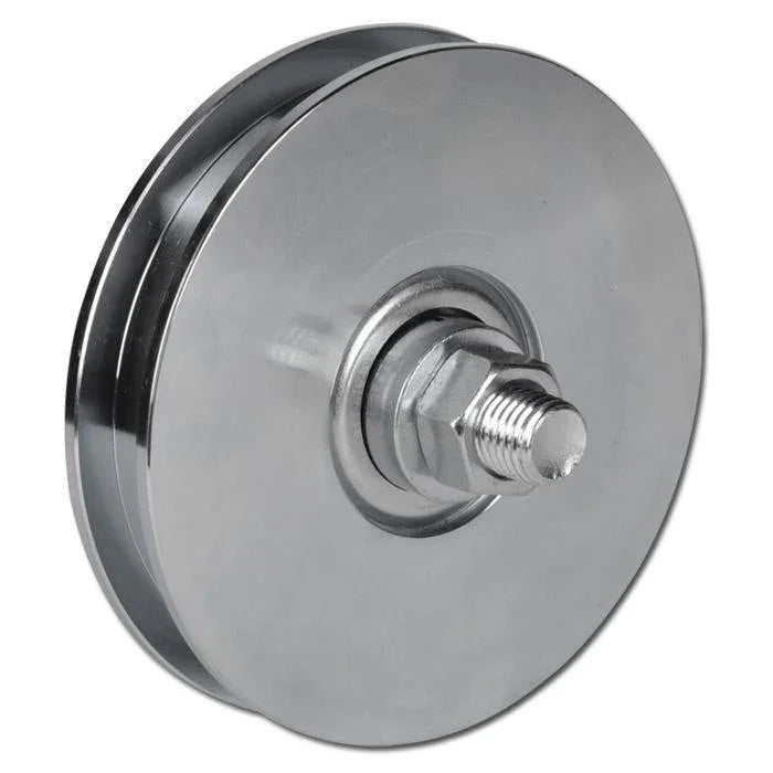 Stainless steel pulley with bolt and nut, industrial hardware component