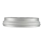 Silver metal circular engine pulley component for tractor or truck parts.