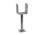 Metal mounting bracket with vertical pole and base plate for industrial equipment