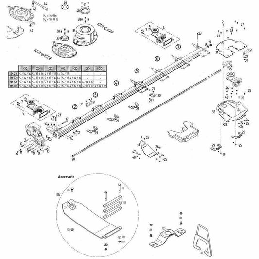 Exploded diagram of AGCO Fella 131303 bill hook trigger with numbered tractor parts and labels.