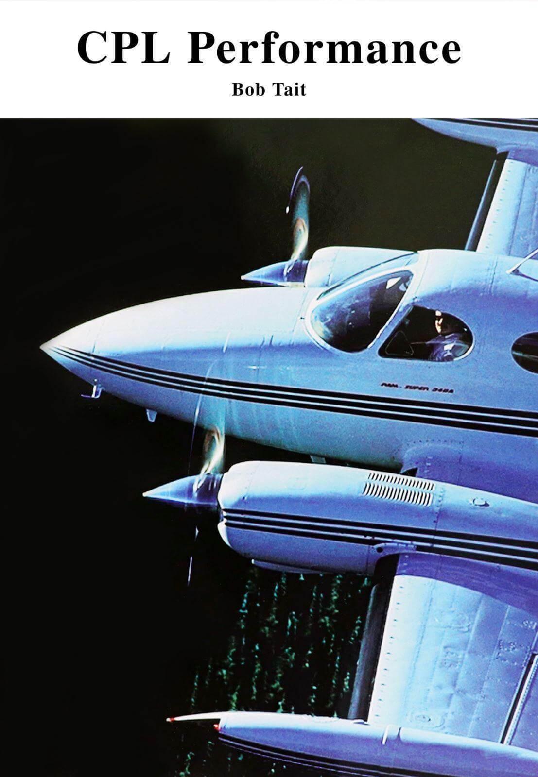 CPL Performance book cover with twin-engine aircraft and pilot, aviation textbook