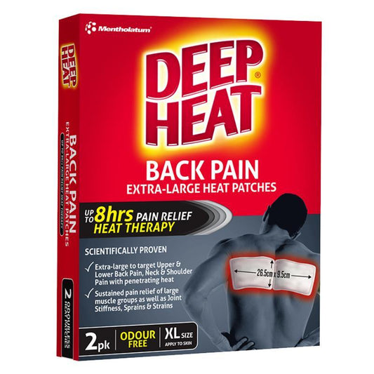 Deep Heat Back Pain Extra Large Heat Patches 2 Pack Pain Relief Therapy 2pk - Australian Empire Shop