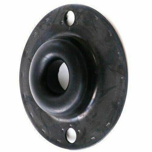 Round molded rubber gasket seal with central hole and mounting slots for truck or tractor parts