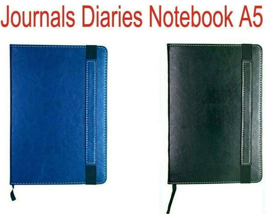Journal Notebook A5 Diaries Notebook 160 pages Leather Cover Black Navy 100 gsm - Australian Empire Shop