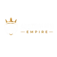 Gold crown logo with Empire text, minimalist design for Australian Empire Shop branding