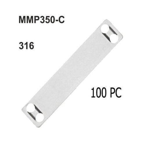 Stainless steel cable marker plate with four holes, MMP350-C, 100 pieces, type 316
