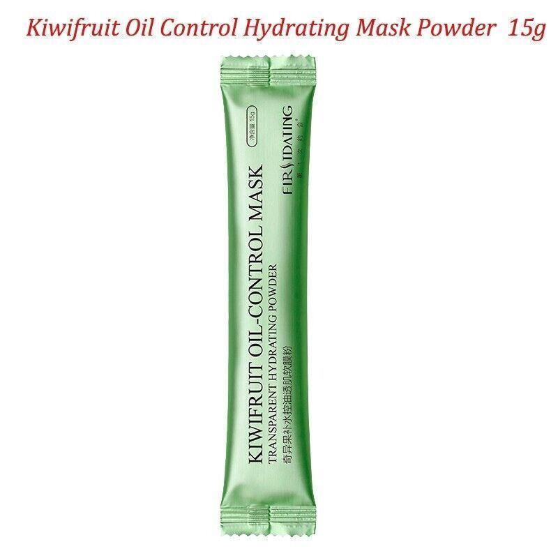 Kiwifruit oil control hydrating mask powder sachet, 15g single-use skincare product.
