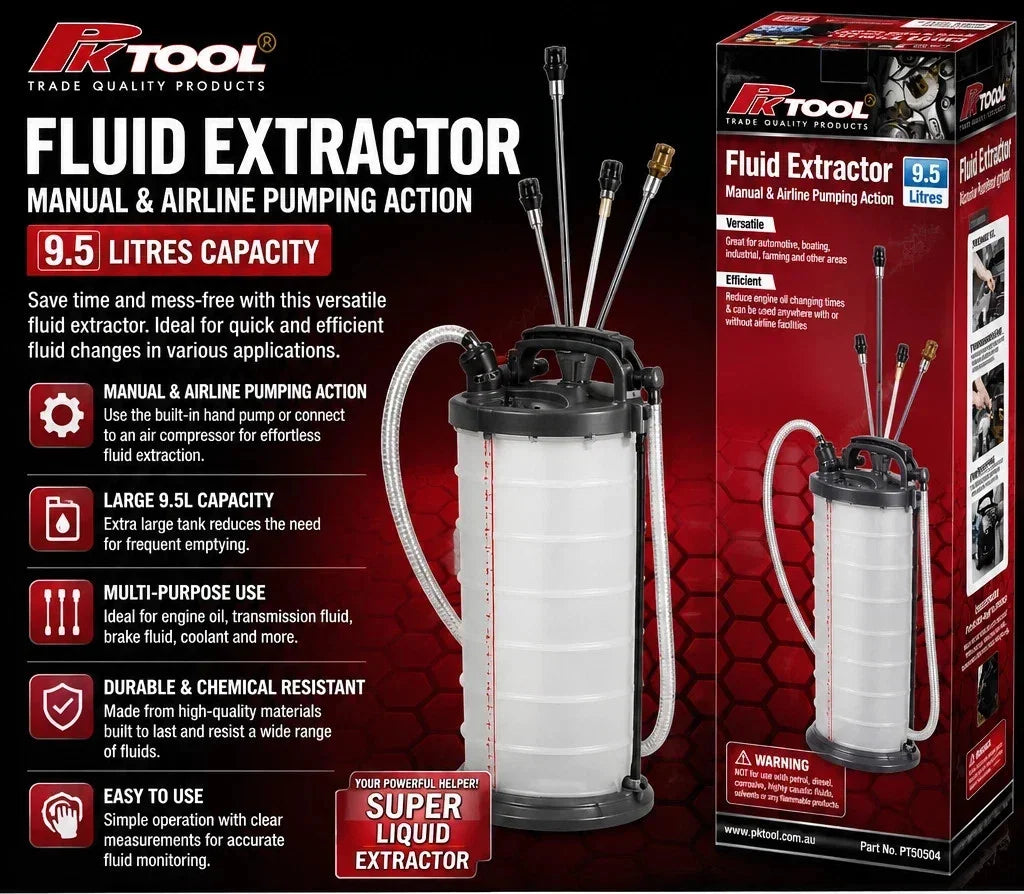 9.5L manual & airline fluid extractor for engine oil, brake fluid, coolant – durable, chemical-resistant, multi-purpose use