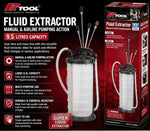 9.5L manual & airline fluid extractor for engine oil, brake fluid, coolant – durable, chemical-resistant, multi-purpose use