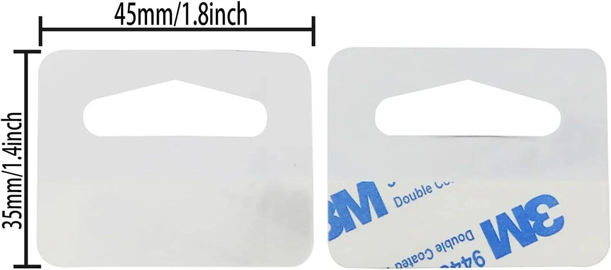 3M double coated adhesive mounting tape, 45mm x 35mm, clear with hang hole for secure attachment