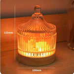 Glass lantern with warm glow, 125mm height, decorative home lighting