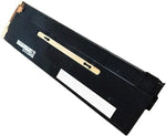 Black printer toner cartridge with gold contacts and label, compatible with office printers