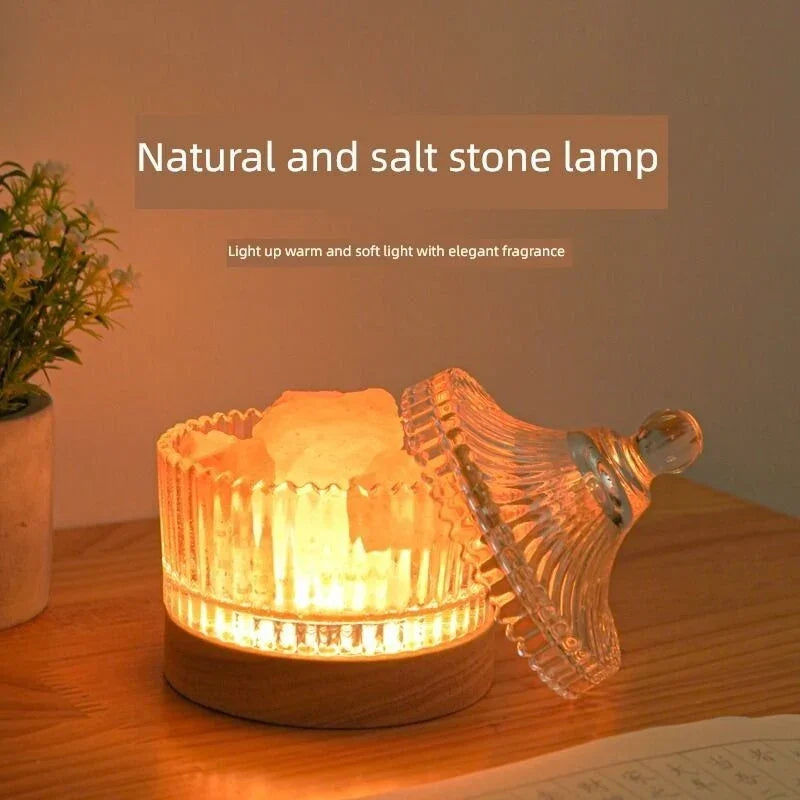 Natural salt stone lamp with warm soft light and elegant fragrance