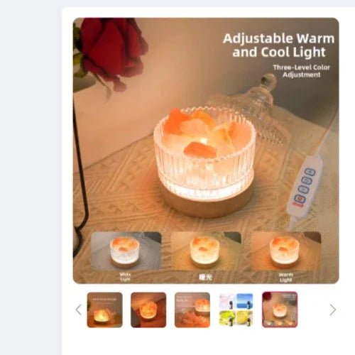 Adjustable warm and cool LED salt lamp with remote control for cozy ambiance