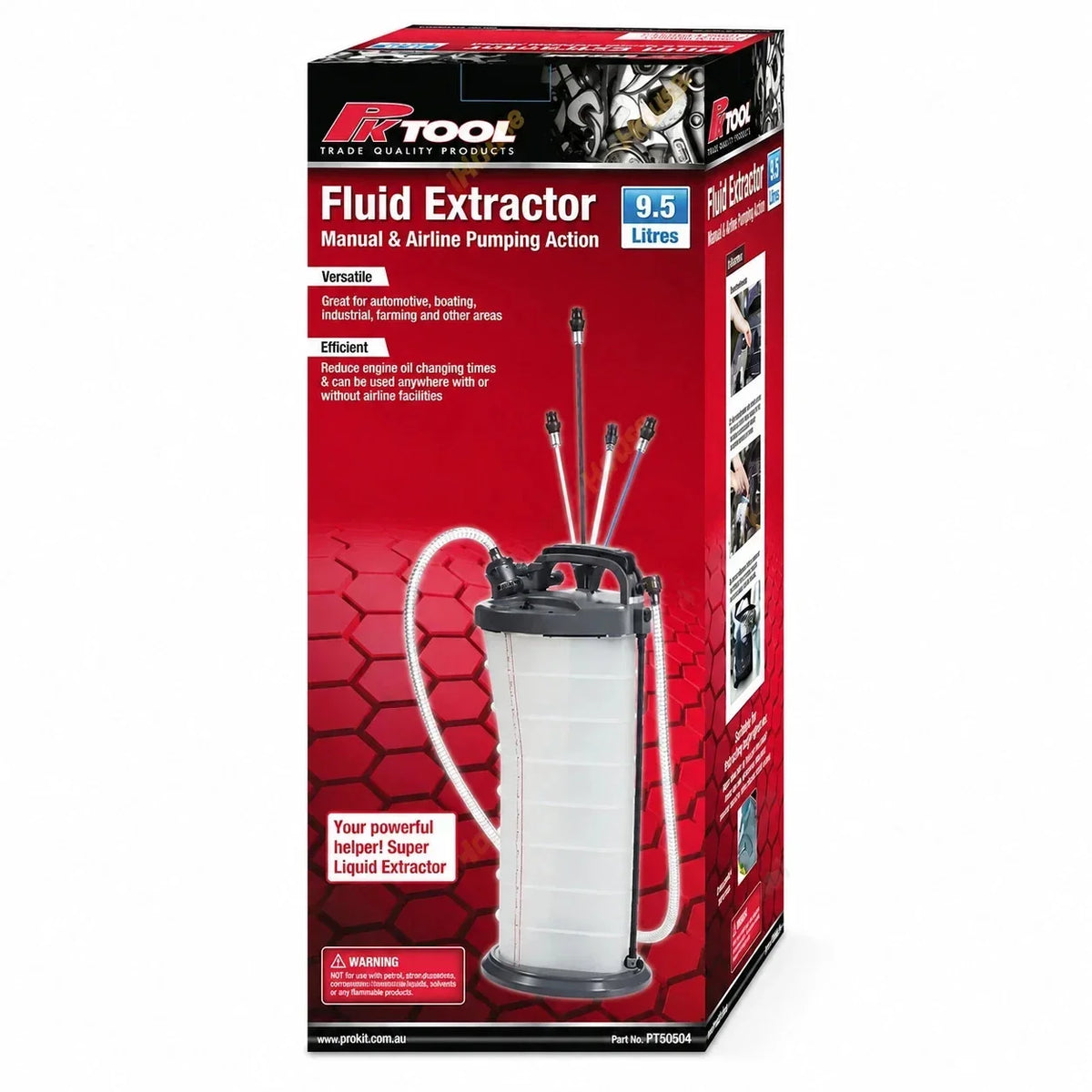 9.5L Fluid Extractor with Manual & Airline Pumping for Automotive, Boating, Industrial Use