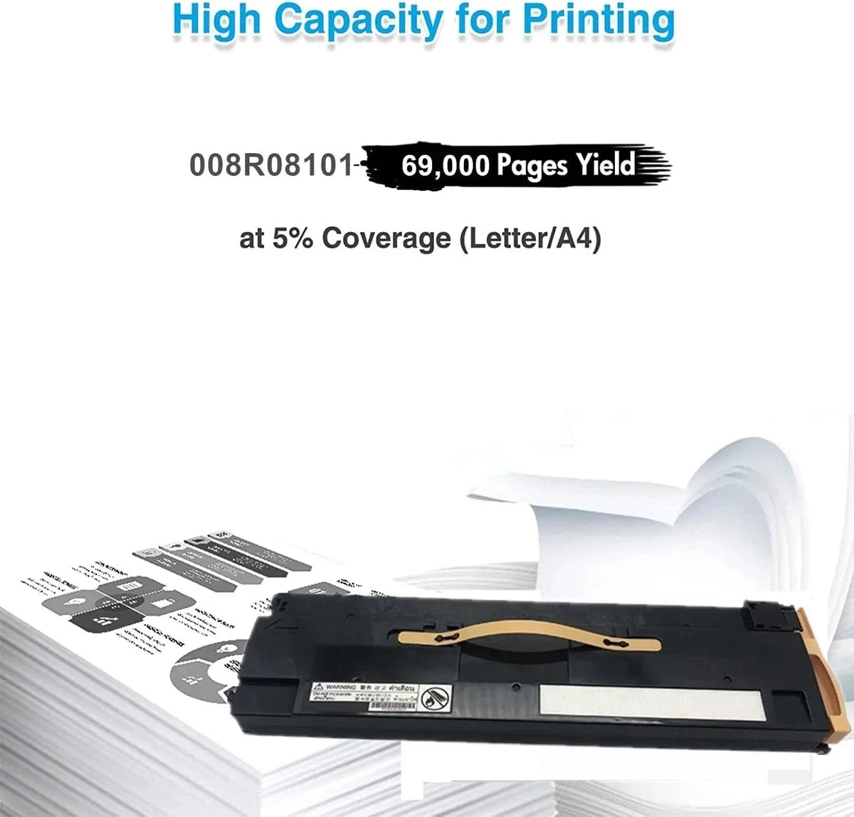 High capacity printer toner cartridge 008R08101 for 69,000 pages yield, Letter/A4 printing