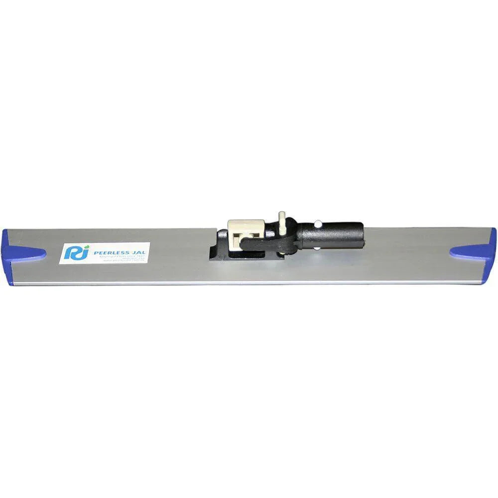 Aluminium microfiber mop floor frame with blue end caps and mop connector, 400mm length