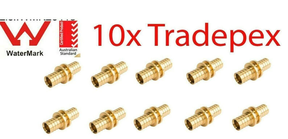 10PC tradepex Straight Coupling 20mm3/4" Sleeve Brass Crimp 4 PEX pipes gas -hot - Australian Empire Shop