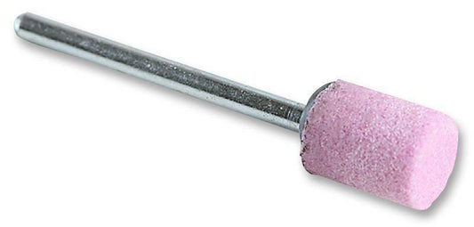 Pink cylindrical mounted abrasive grinding stone point with metal shank for heavy-duty use