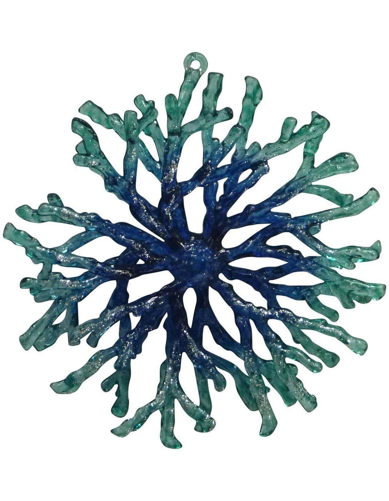 11CM BLUE CORAL SNOWFLAKE ORNAMENT Sculpture Christmas tree pendant - Australian Empire Shop