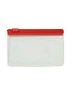 Clear mesh zip document wallet with red zipper for paper storage and organization