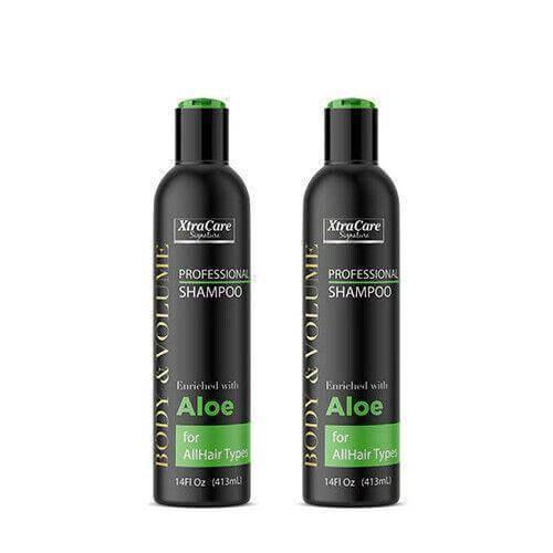 Two bottles of XtraCare Professional Shampoo with aloe for all hair types, 413ml each