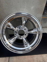 Shiny chrome truck wheel rim with five-spoke design for heavy-duty vehicles