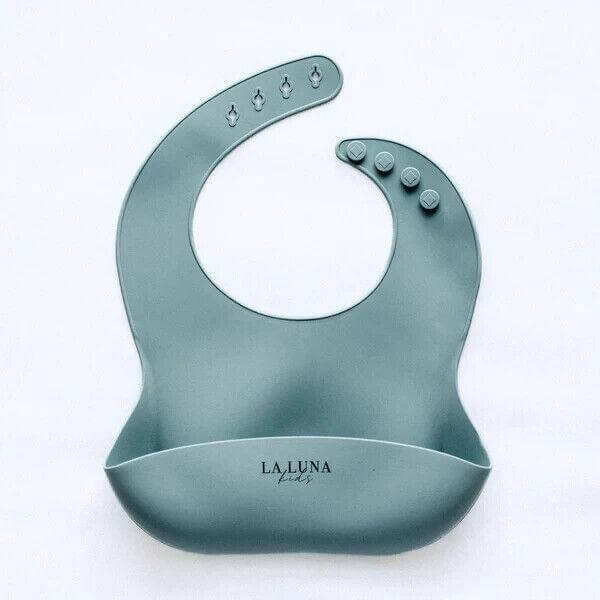 5 Pieces KIDS Bundle- Silicone Bib, Plate and Shell Bowl Feeding Set Sage - Australian Empire Shop
