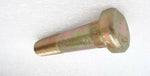 Close-up of a metal wheel bolt for tractor, threaded end, hexagonal head, white background