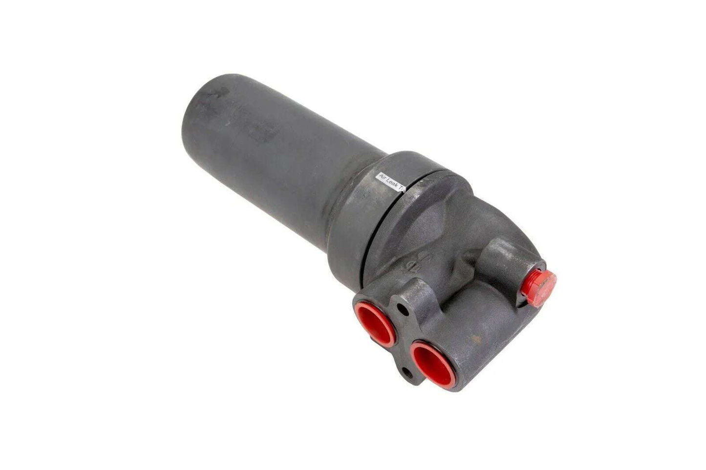 Tractor filter housing with three red ports, compatible with New Holland, Challenger, Massey Ferguson