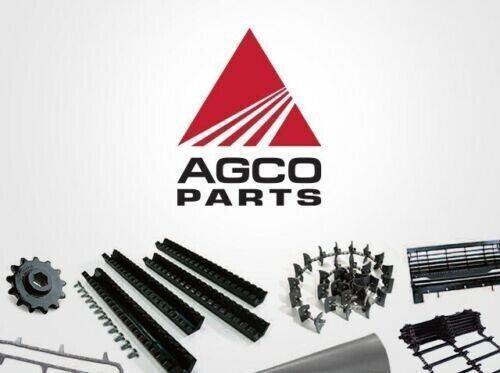 Various AGCO tractor parts and gears displayed with red AGCO logo above