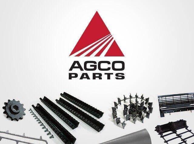 Various AGCO tractor parts and attachments displayed on a white background