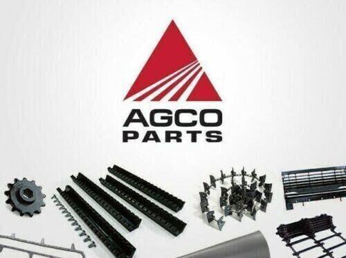 AGCO tractor parts against a white background, featuring gears, rollers, and metal components