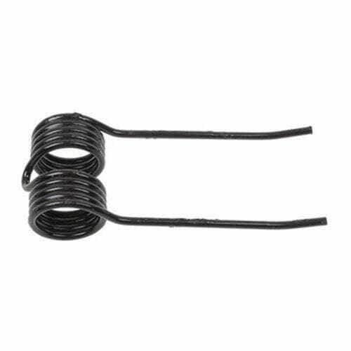 Black double tine baler spring part for tractor or farm machinery on white background