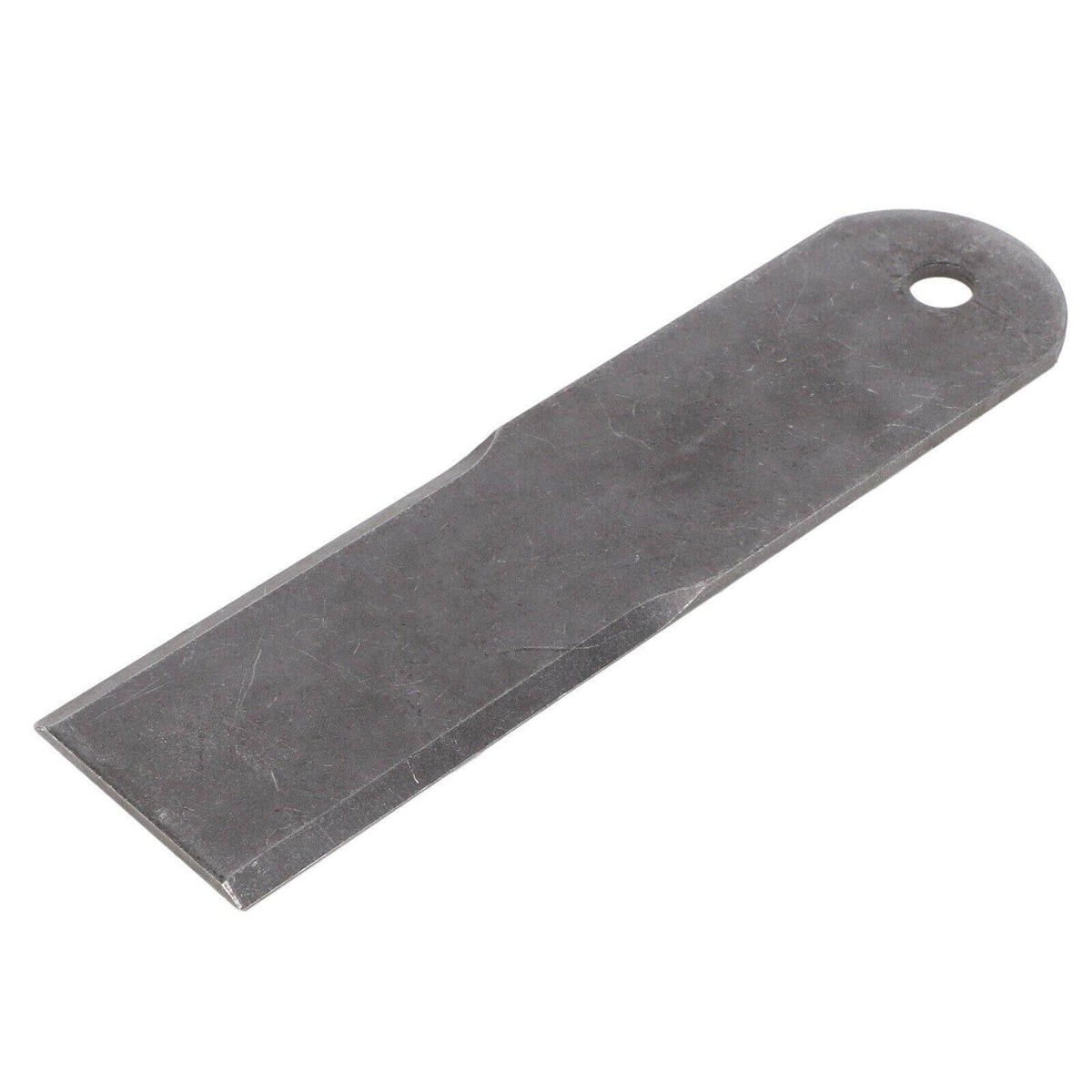 Metal stationary knife blade with mounting hole for tractor or agricultural equipment