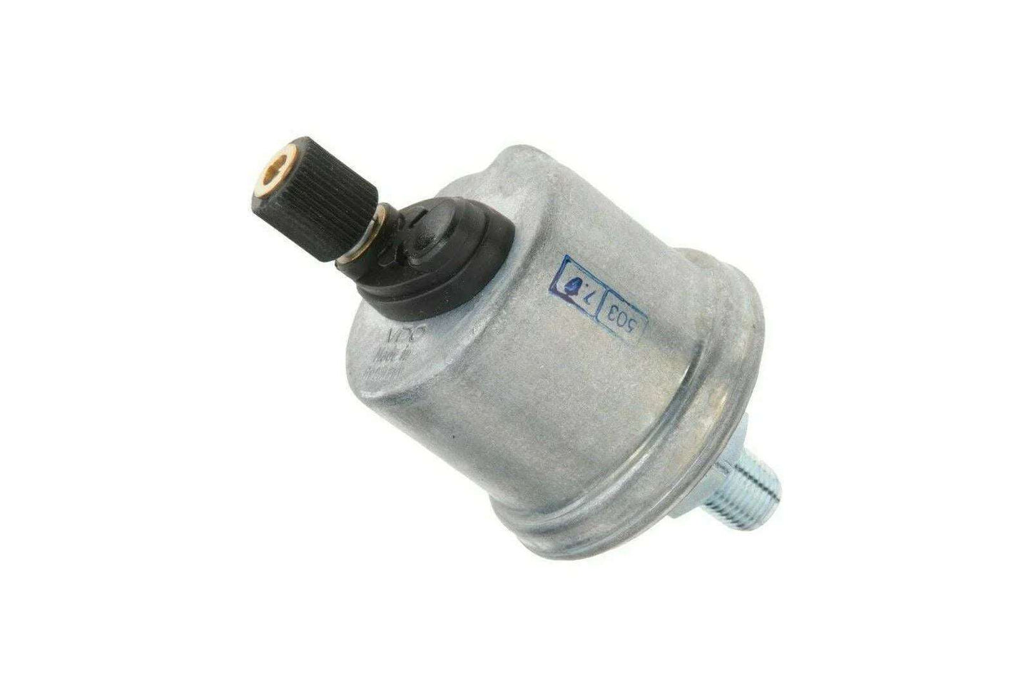 Oil pressure sensor for tractor, metal body with threaded connector and electrical terminal