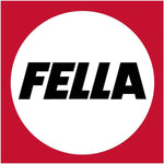 FELLA logo with bold black text inside a white circle on a red square background
