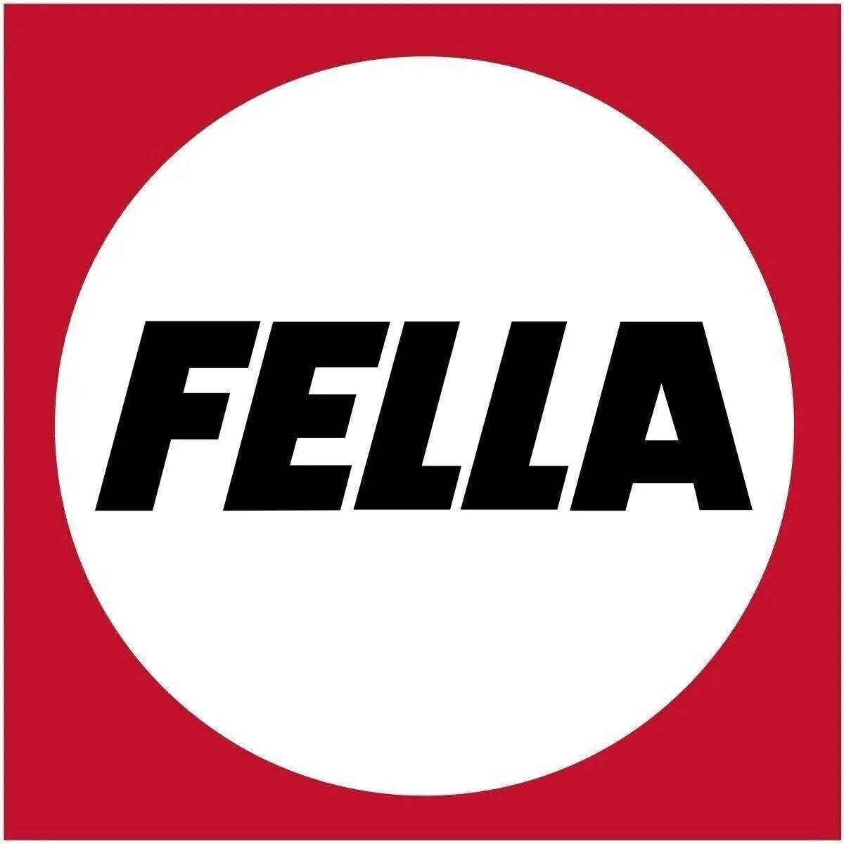 FELLA logo in bold black letters on a white circle with red background, tractor parts category