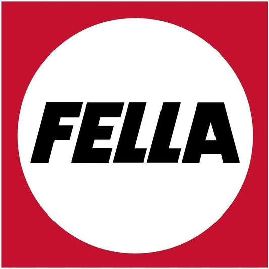 FELLA logo in bold black text inside a white circle on a red background