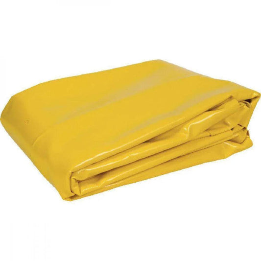 Folded yellow PVC tractor protection cloth, protective agricultural equipment cover