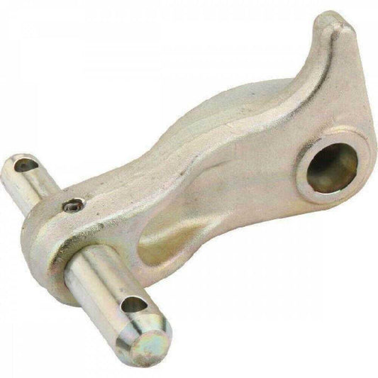 Metal righthand lower link bolt for tractor, with mounting holes and curved design