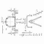 Technical diagram of AGCO Fella righthand lower link bolt assembly for tractor parts