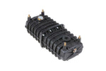Black suspension accumulator tractor part with metal fittings and bolts on white background